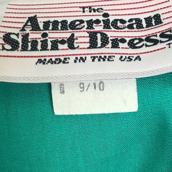 Vtg American Shirt Dress Teal Green Full Skirt - Picture 6 of 7